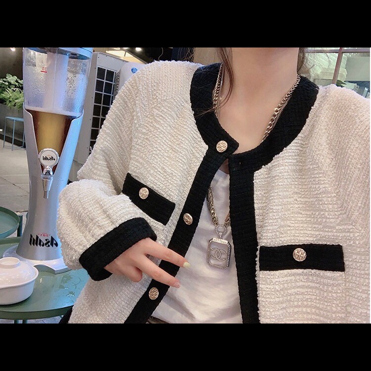 White Bomber Jacket With Black Trim